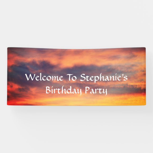 Sunset Sky Photo Birthday Party Custom Artistic Banner (Horizontal)