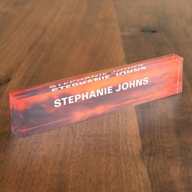 Sunset Sky Photo Custom Clouds Orange Colourful Nameplate (Side)