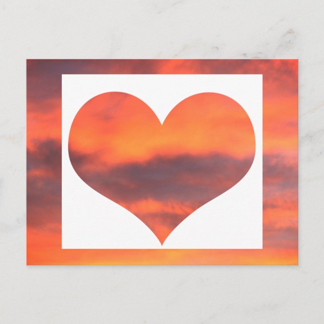 Sunset Sky Photo Picture Landscape Orange Heart Postcard (Front)