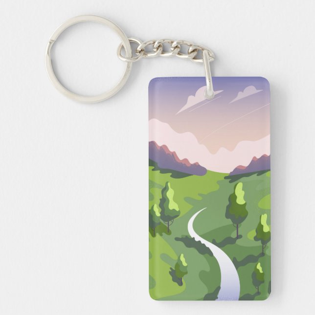 Sunset sky with running clouds key ring (Front)