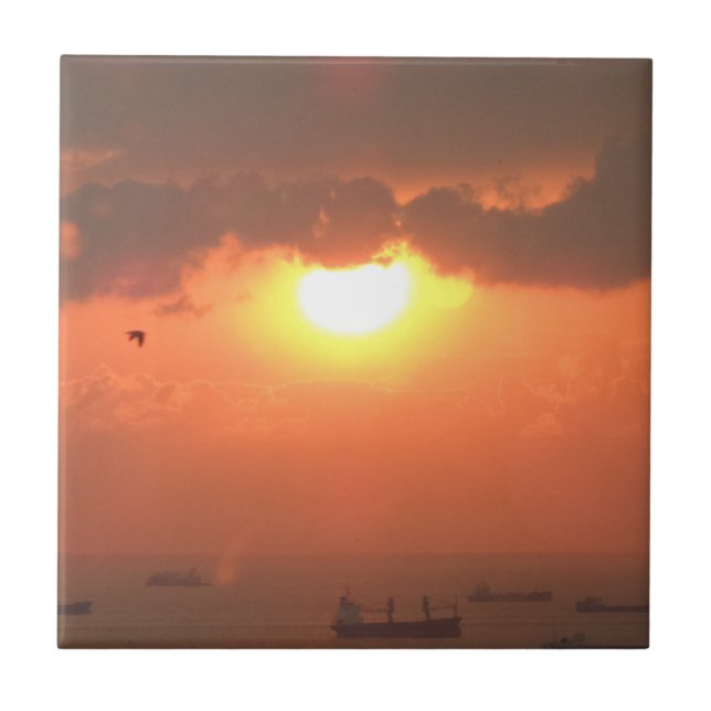 Sunset Small (4.25" x 4.25") Ceramic Photo Tile (Front)
