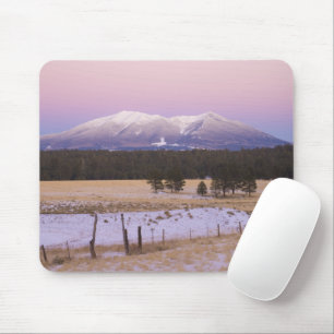 Sunset Snow Capped Peaks, Flagstaff, Arizona Mouse Mat