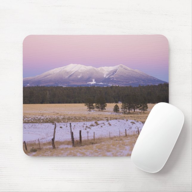 Sunset Snow Capped  Peaks, Flagstaff, Arizona Mouse Mat (With Mouse)