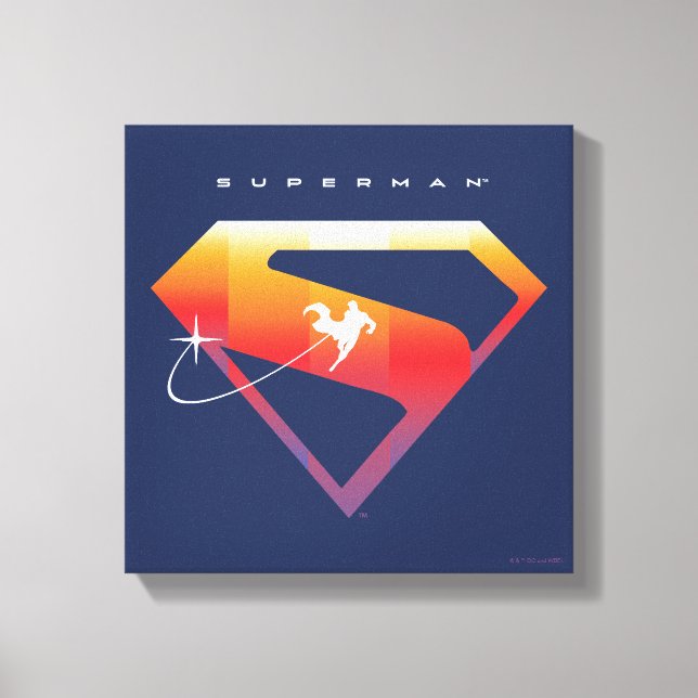 Sunset Soar Superman Shield Canvas Print (Front)