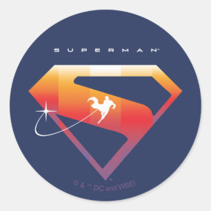Sunset Soar Superman Shield Classic Round Sticker