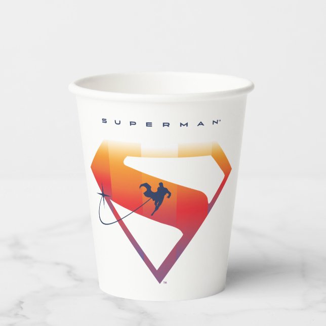 Sunset Soar Superman Shield Paper Cups (Front)