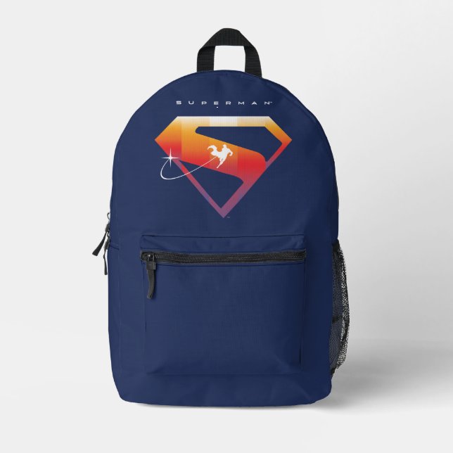 Sunset Soar Superman Shield Printed Backpack (Front)