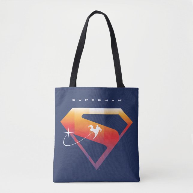 Sunset Soar Superman Shield Tote Bag (Front)