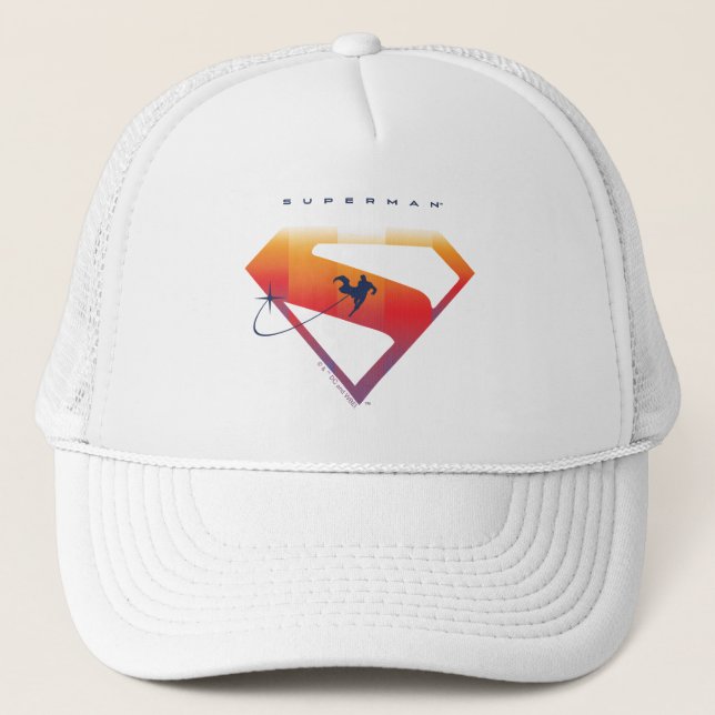 Sunset Soar Superman Shield Trucker Hat (Front)