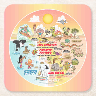 Sunset SoCal Square Paper Coaster