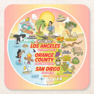 Sunset SoCal Square Paper Coaster