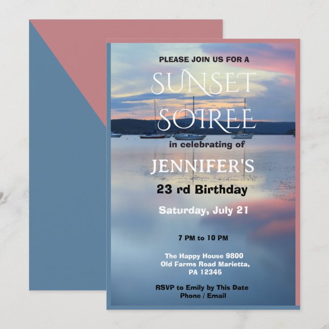 Sunset Soiree Birthday Party  Invitation (Front/Back)