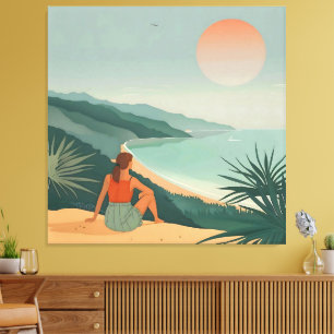 Sunset Solitude – Minimalist Coastal View Print