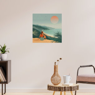 Sunset Solitude – Minimalist Coastal View Print