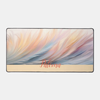 Sunset Sonata: Warm Pastel Feather Desk Mat