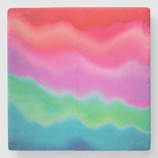 "Sunset Sorbet" Colourful Abstract Art   Stone Coaster (Front)