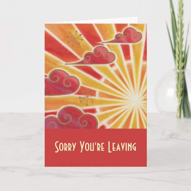 Sunset 'Sorry You're Leaving' card red (Front)