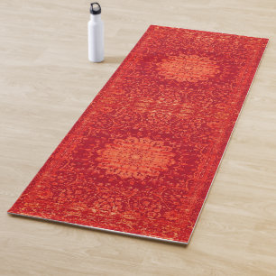 Sunset Souk: Orange Marrakesh Moroccan Pattern Yoga Mat