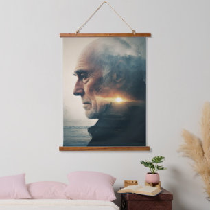 Sunset Soul: Ocean Horizon Portrait Hanging Tapestry