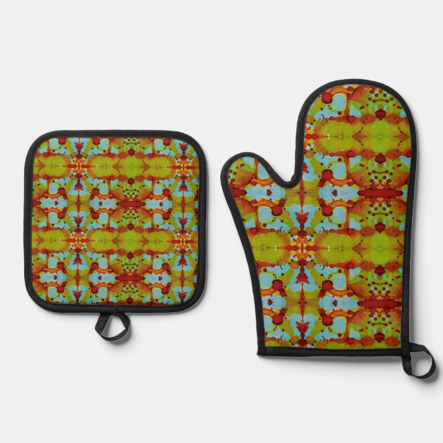 Sunset Spill Oven Mitt & Pot Holder Set (Front)