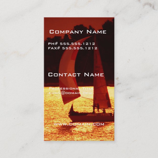 Sunset Spinnaker Sailboat Business Cards (Front)
