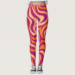 Sunset Splash Wavy Lines Leggings