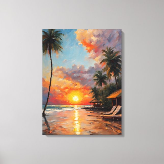 Sunset Splendour in Bali Tropical Beach Canvas Print (Front)