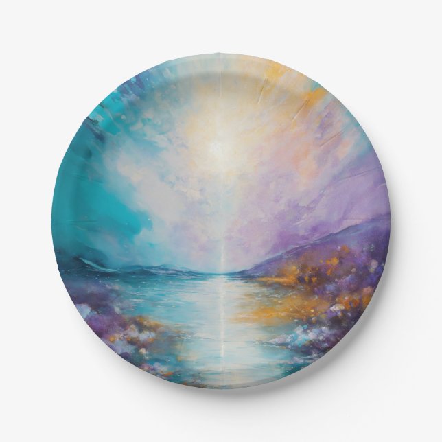 "Sunset Splendour: Luminous Sky Paper Plates" Paper Plate (Front)