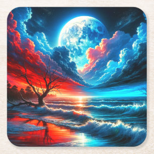Sunset Square Paper Coaster