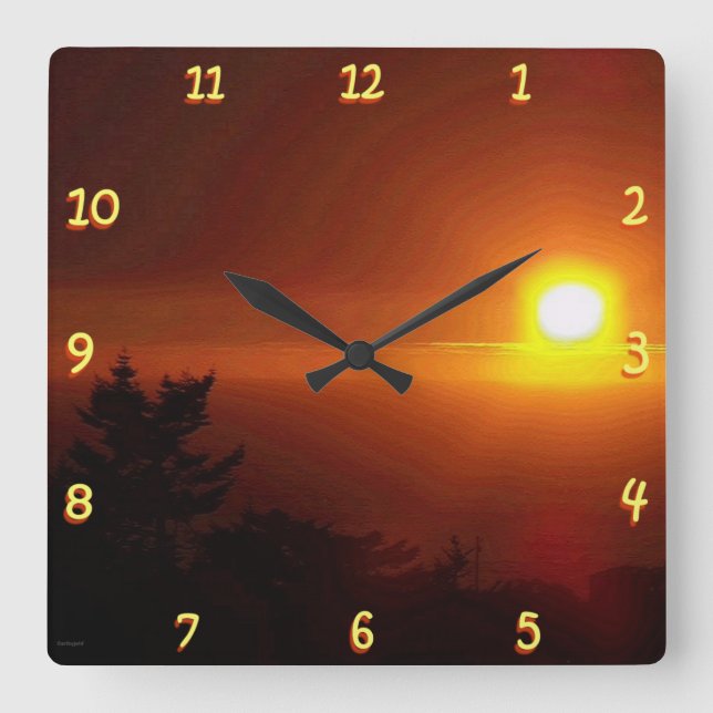 Sunset Square Wall Clock (Front)