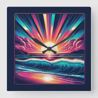 SUNSET SQUARE WALL CLOCK