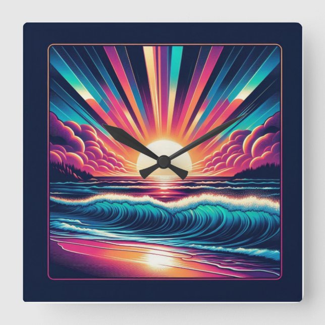SUNSET SQUARE WALL CLOCK (Front)