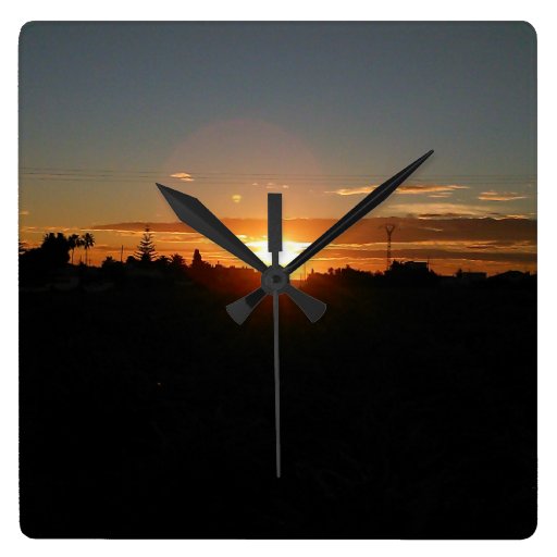 Sunset Square Wall Clock by IreneDesign2011