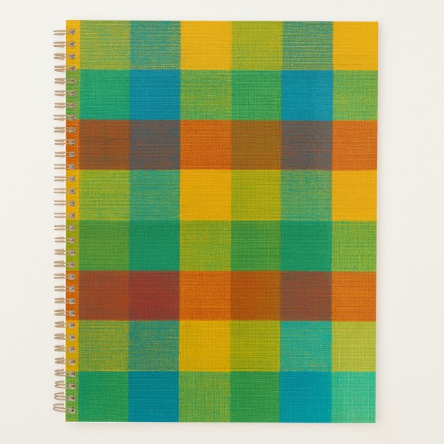 Sunset Squares – Colourful Chequered Daily Planner (Front)