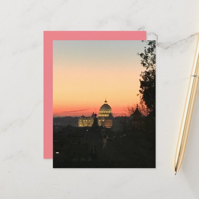 Sunset St. Peter's Rome Scrapbook Paper (Front/Back In Situ)