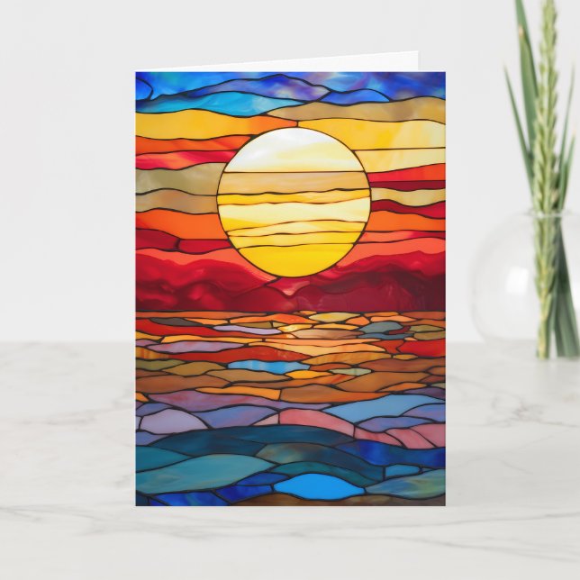 Sunset Stained Glass Design Notecard, Announcement (Front)