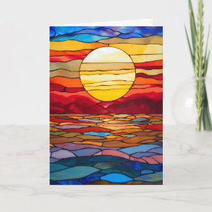 Sunset Stained Glass Design Notecard, Announcement