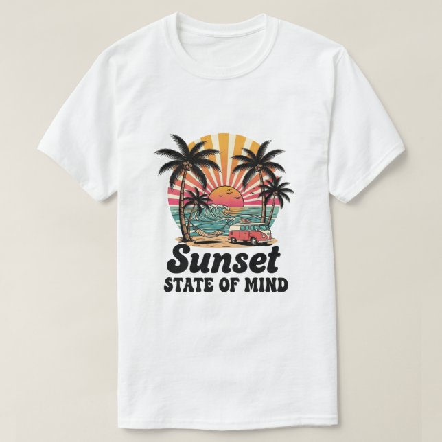 Sunset State of Mind Retro Beach T-Shirt (Design Front)