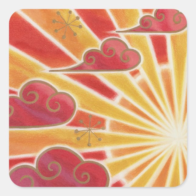 Sunset sticker square (Front)