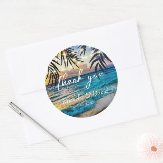 Sunset String Lights Beach Classic Round Sticker