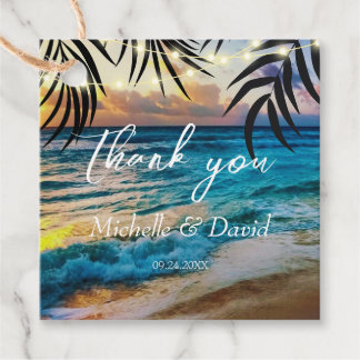 Sunset String Lights Beach Favour Tags