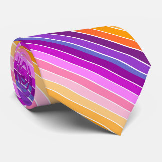 Sunset Stripes - Orange, Pink, Purple, Lavender Tie