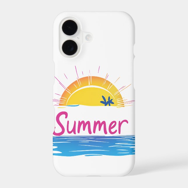 Sunset Summer Beach Illustration iPhone Case (Back)