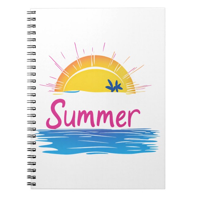 Sunset Summer Beach Illustration Notebook (Front)