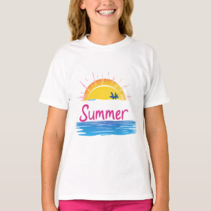 Sunset Summer Beach Illustration T-Shirt
