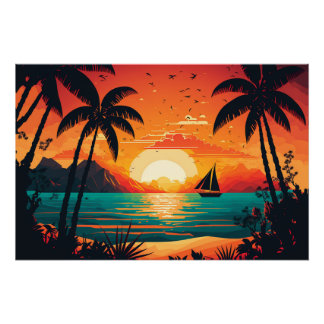 SUNSET SUMMER, ULTRA-COLORFUL POSTER