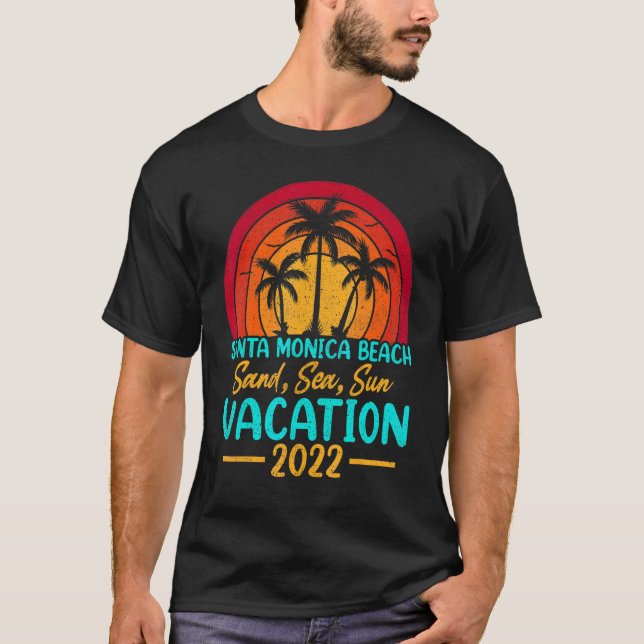 Sunset Summer Vacation 2022 California Santa Monic T-Shirt (Front)