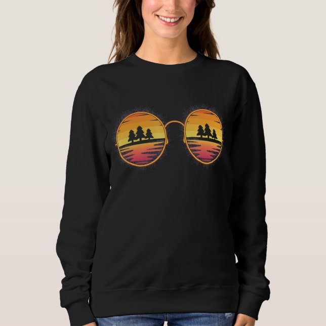 Sunset Summer Vacation Pine Trees Beach Tropical S Sweatshirt (Front)