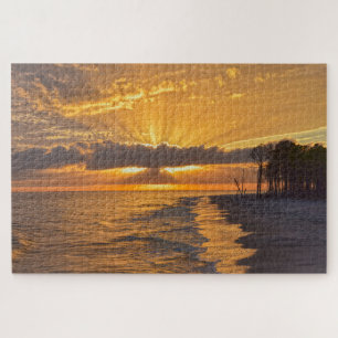 Sunset Sunbeams on Dauphin Island, Alabama Jigsaw Puzzle