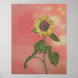 Sunset Sunflower Poster
